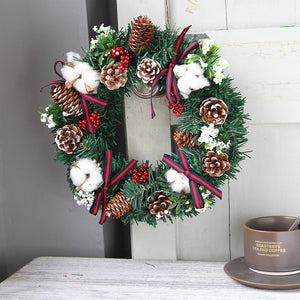 Simulation Pine White Cotton Christmas Wreath - HOUSYE