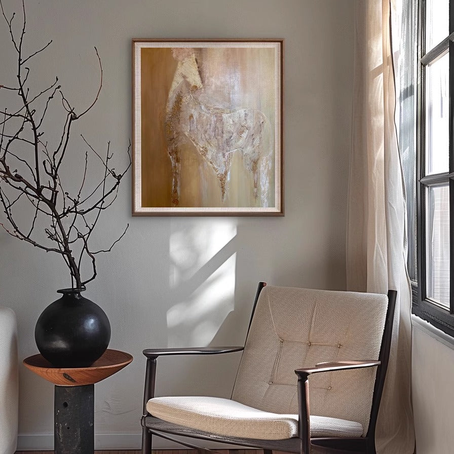 Pintura al óleo abstracta de un caballo