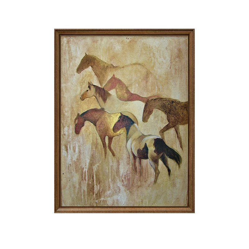 Pintura al óleo de caballos coloridos