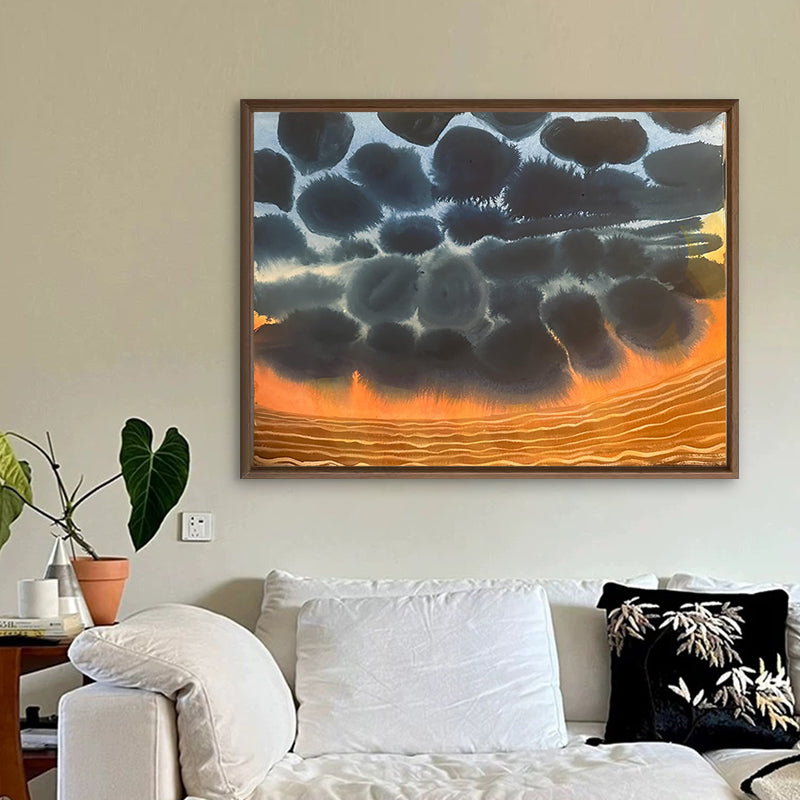 Pintura al óleo del mar dorado