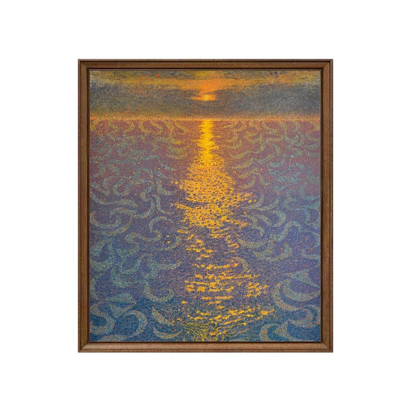 Peinture à l'huile de coucher de soleil dessinée à la main