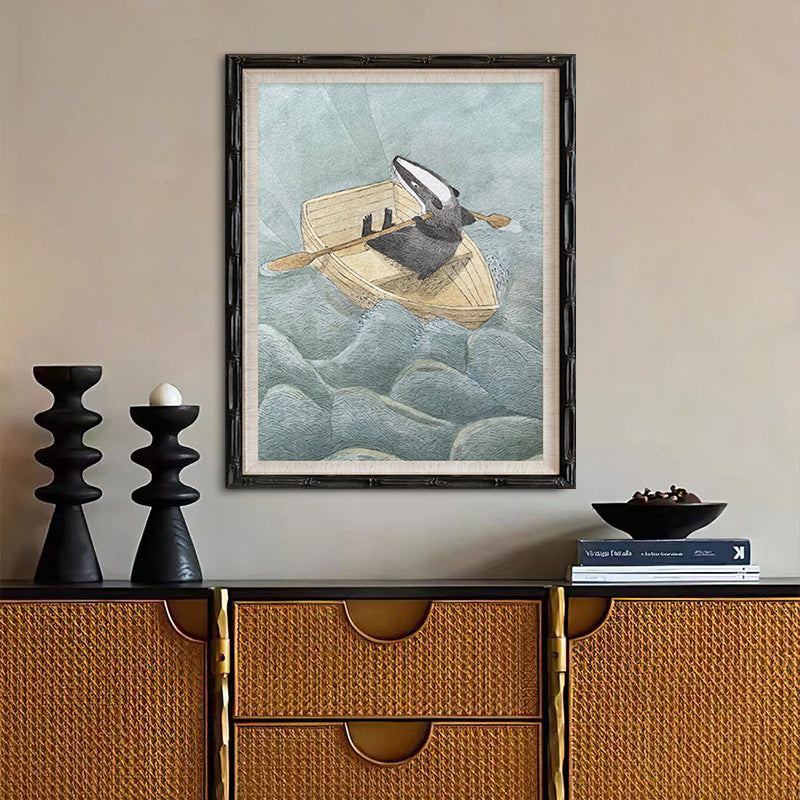 Pintura al óleo de un viaje en barco de ratas