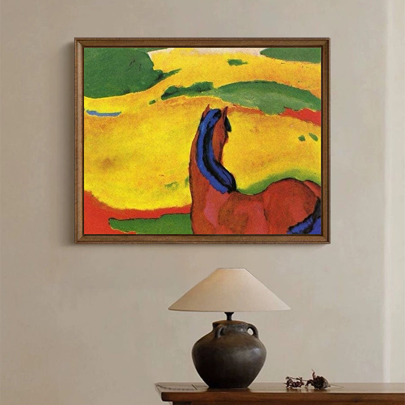 Pintura al óleo de un caballo en primavera