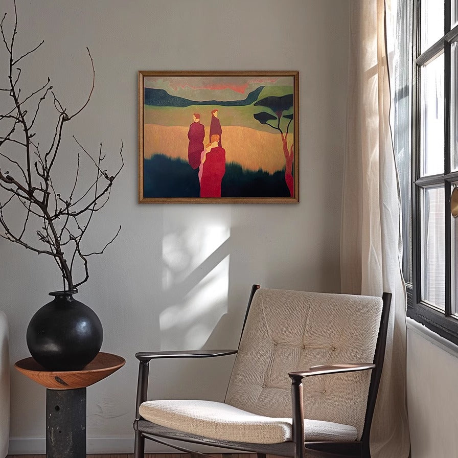 Pintura al óleo de Mirando desde lejos