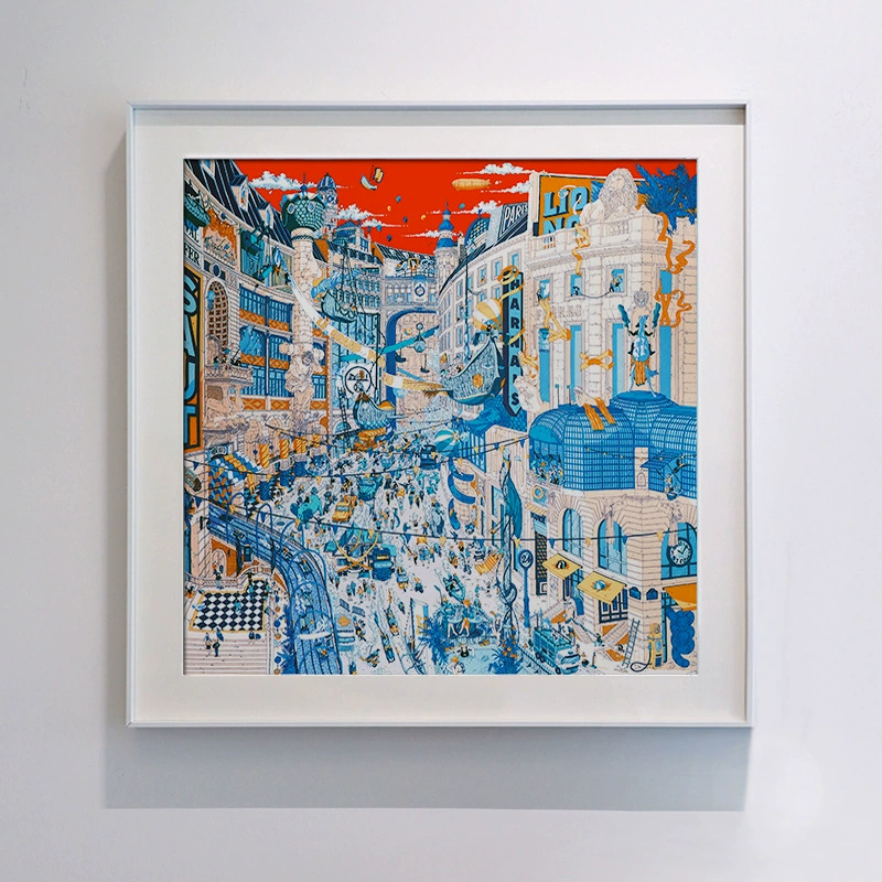 Silk Fabric City Landscape Wall Art