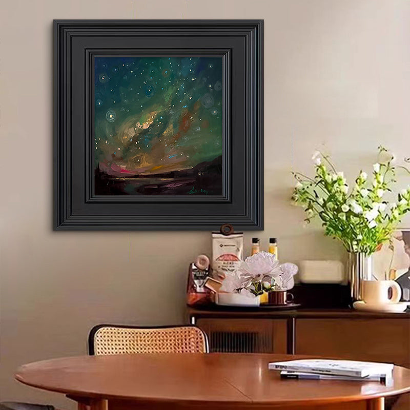 Pintura al óleo del cielo estrellado