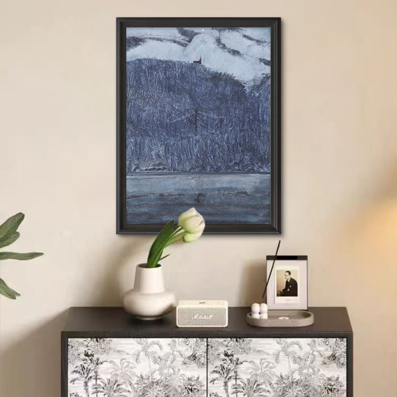 Pintura al óleo del lago de invierno