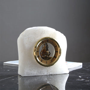 Modern Simple Natural Spar Hollow Stone Clock - HOUSYE