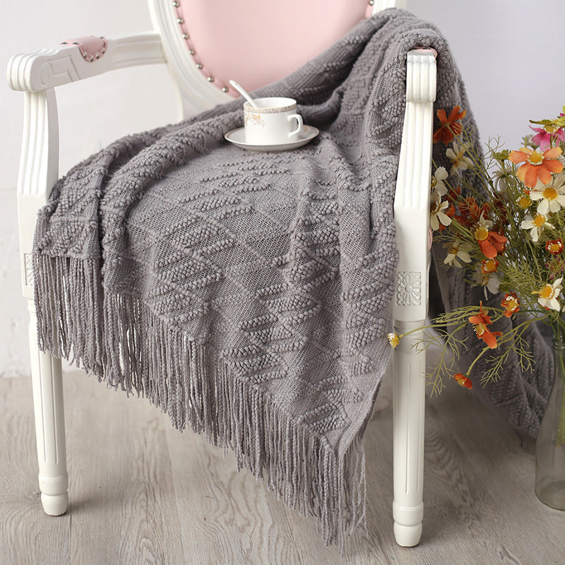 Fringe Lace Thin Rectangle Blanket - HOUSYE