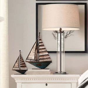 Vintage Metal Blue Sailboat Artwork - HOUSYE