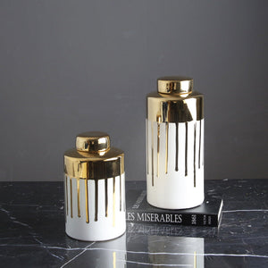 Simple Electroplating Ceramic Golden Decorative Vase - HOUSYE