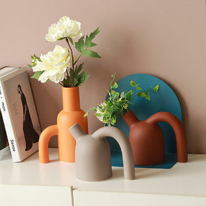 Morandi Simple Ceramic Kettle Shape Vase - HOUSYE