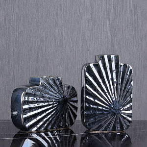 Modern Ceramic Creative Geometry Black Vase - HOUSYE