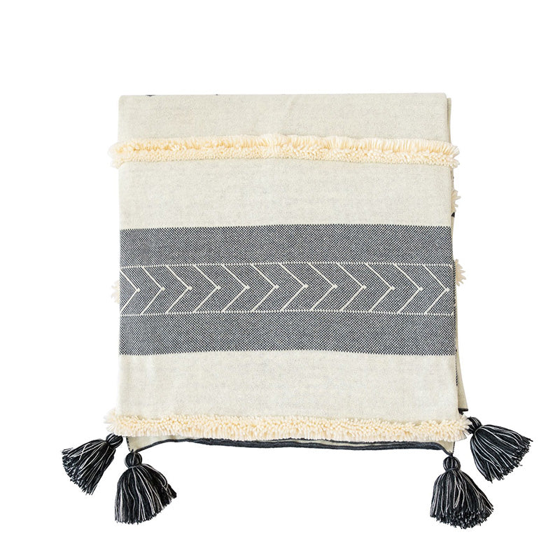 Fringe Lace Geometry Blanket - HOUSYE