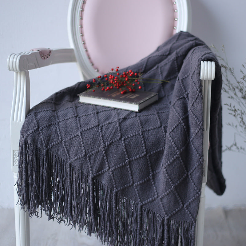 Lined Work Fringe Lace Blanket - HOUSYE