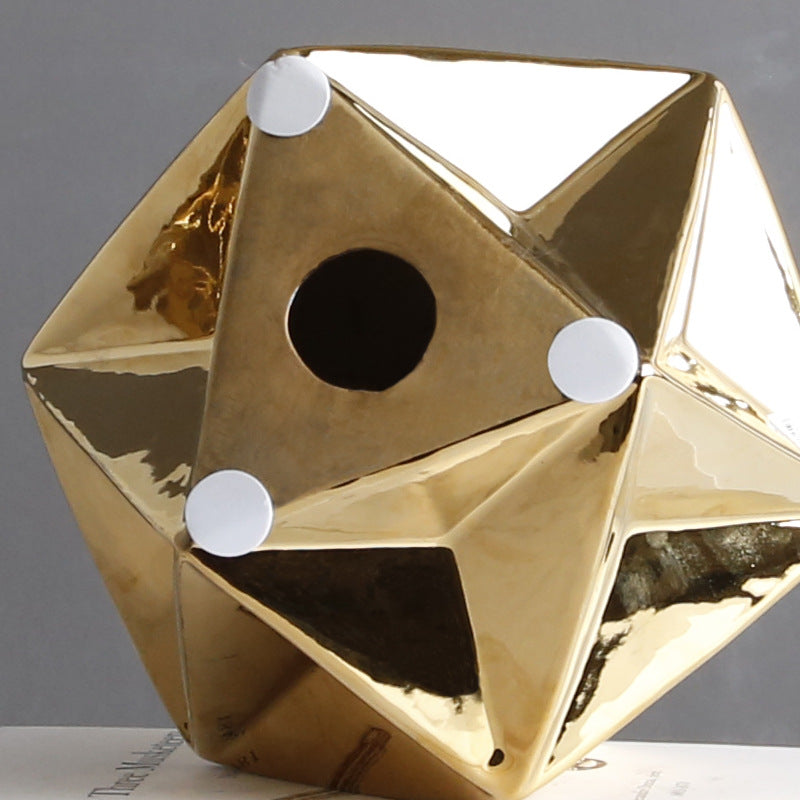 Simple Golden Ceramic Polyhedron Living Room Decoration - HOUSYE