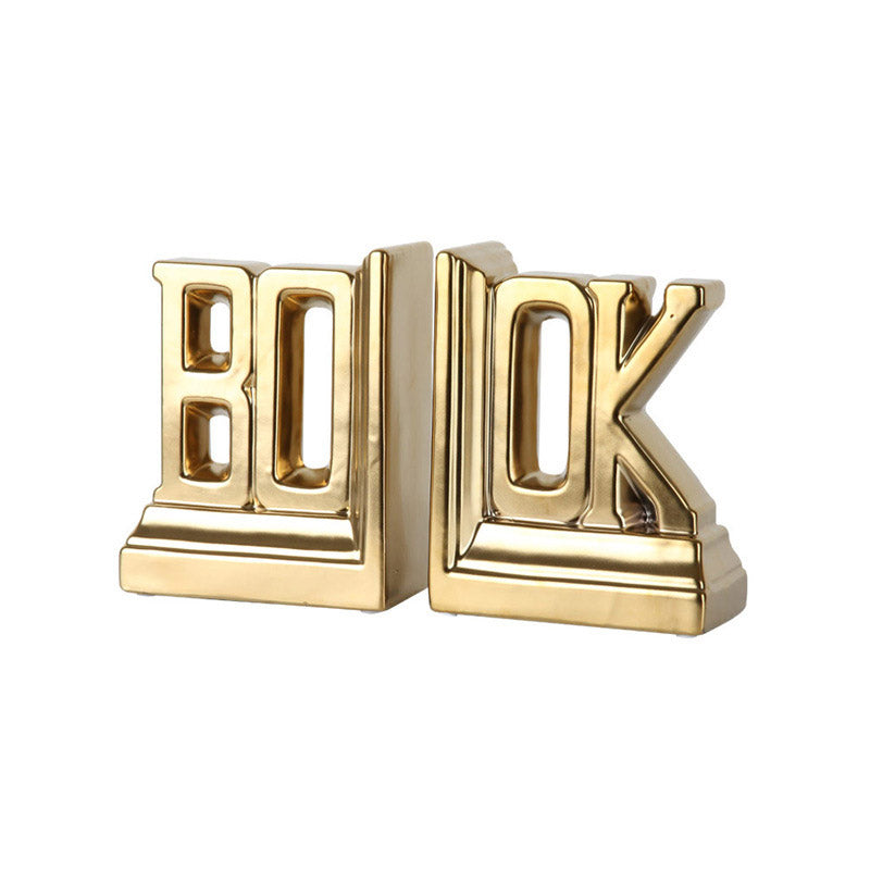 Simple Electroplating Gold Letter Bookend Desktop Decoration - HOUSYE