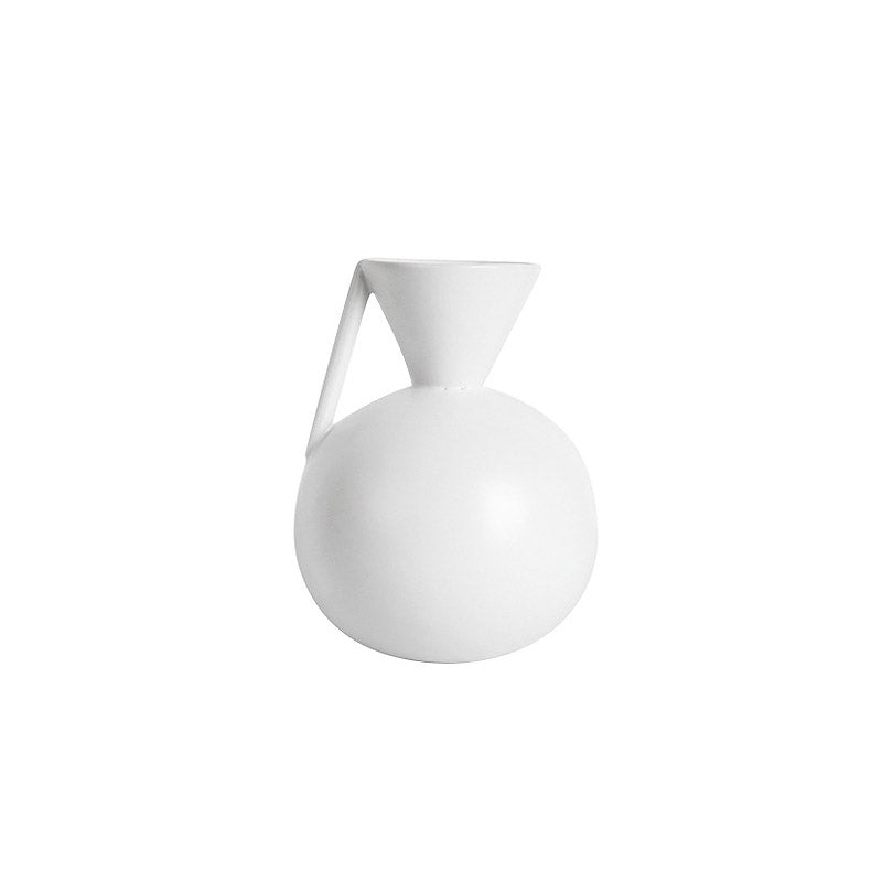 Ceramic Simple Pot Geometric White Gray Vase - HOUSYE