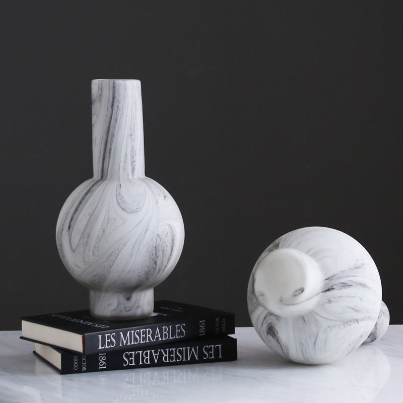 Minimalist Handmade Glass Ball Marble Pattern Vase - HOUSYE