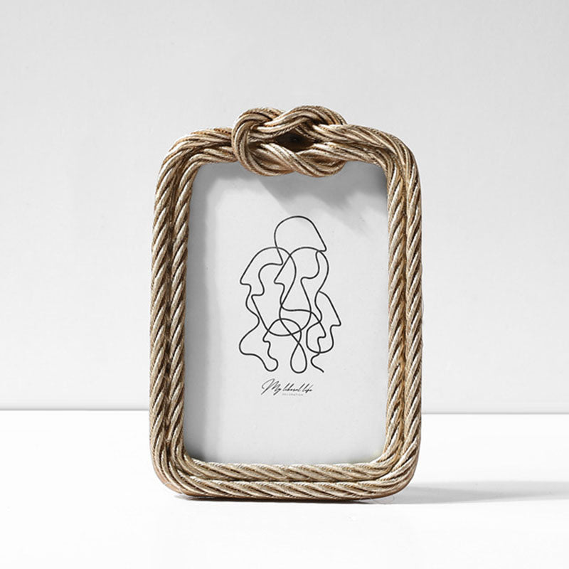 Simple Golden Hemp Rope Resin Photo Frame - HOUSYE