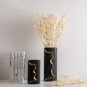 Simple Ceramic Hand-painted Gold Line Vase - HOUSYE