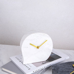 White and Black Marble Creative Minimalist Table Clock - HOUSYE