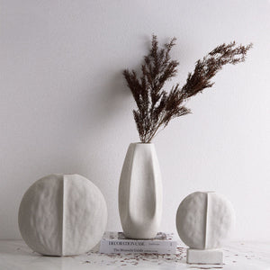 Nordic Ceramic Creative Design Round Flat Vase - HOUSYE