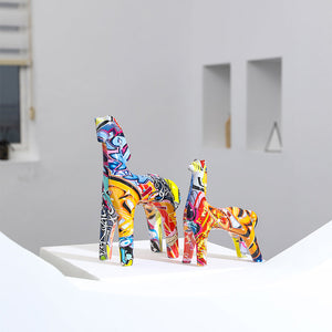 Colored Resin Couple Horses Sculpture Decoration - HOUSYE