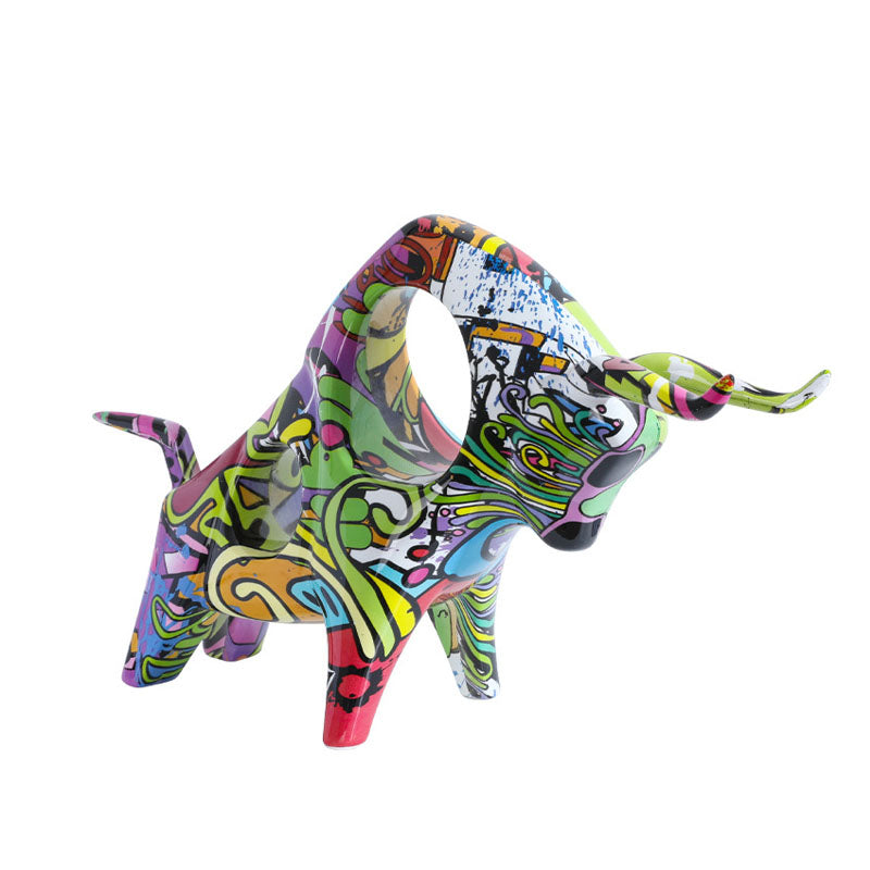 Colorful Resin Hollow-out Cow Sculpture Home Furnishings - HOUSYE