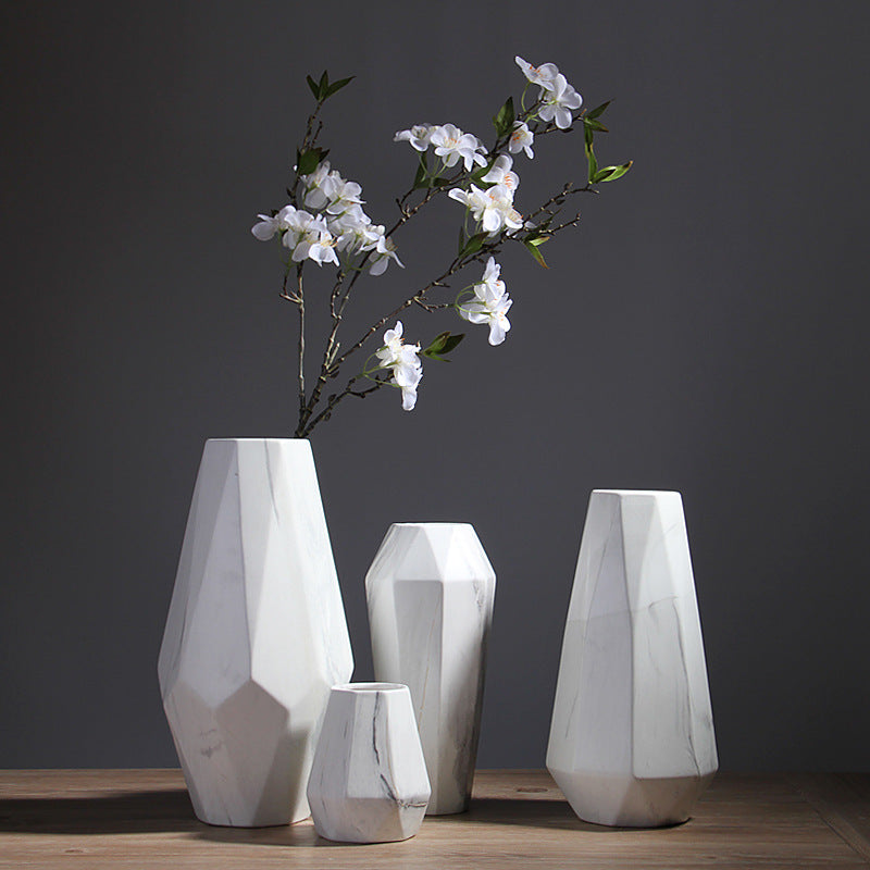 Imitation Marble Ceramic Table Vase - HOUSYE