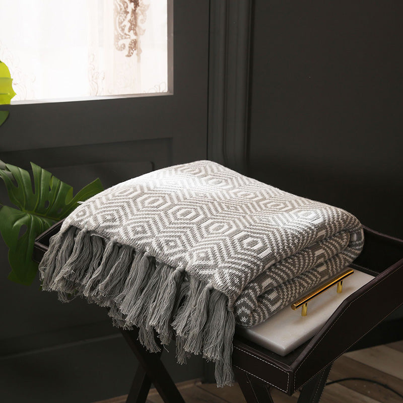 Fringed Cotton Blanket - HOUSYE