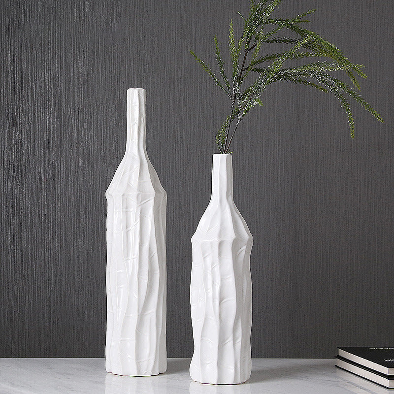 Simple White Art Slender Vase - HOUSYE