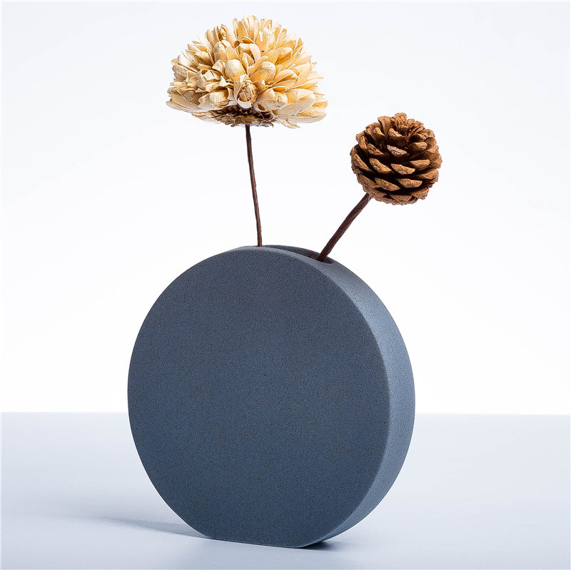 Ceramic Flat Vase - HOUSYE