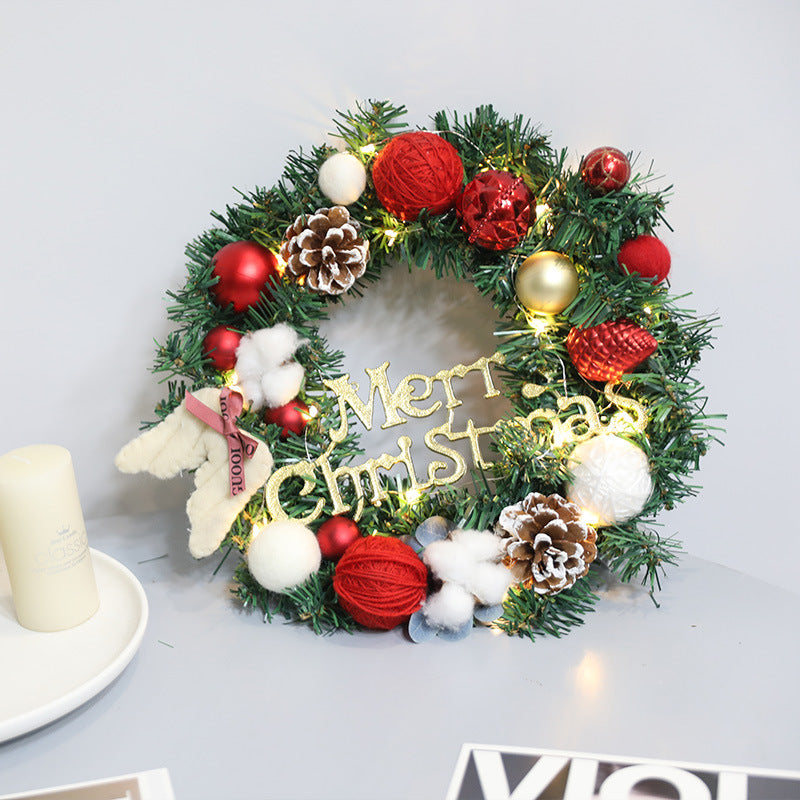 Christmas Red Wool Ball Wreath - HOUSYE