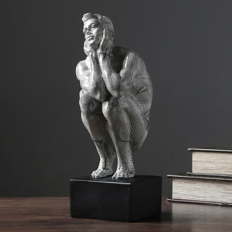 Vintage Silver Thinker Resin Sculpture - HOUSYE