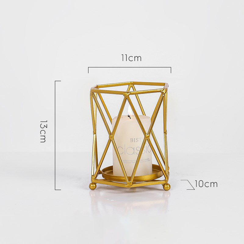 Gold Geometric Wrought Candle Holder - HOUSYE