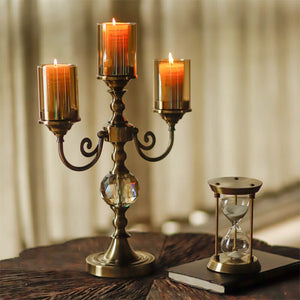 Metal Glass 3-Head Candle Holder - HOUSYE