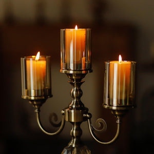 Metal Glass 3-Head Candle Holder - HOUSYE