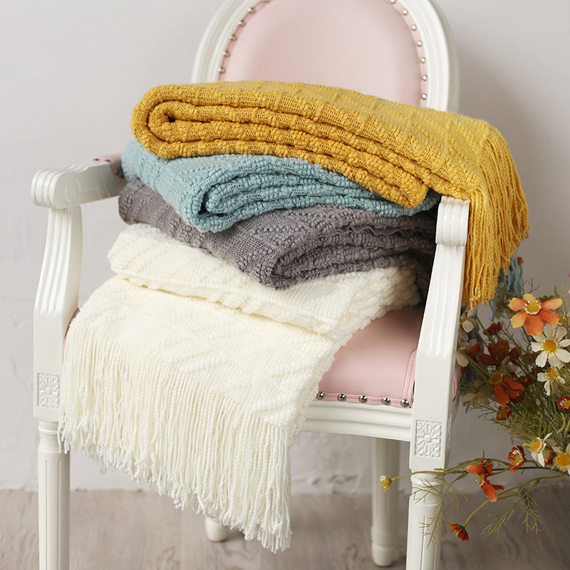 Fringe Lace Thin Rectangle Blanket - HOUSYE