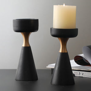 Modern Black Wooden Candlestick - HOUSYE