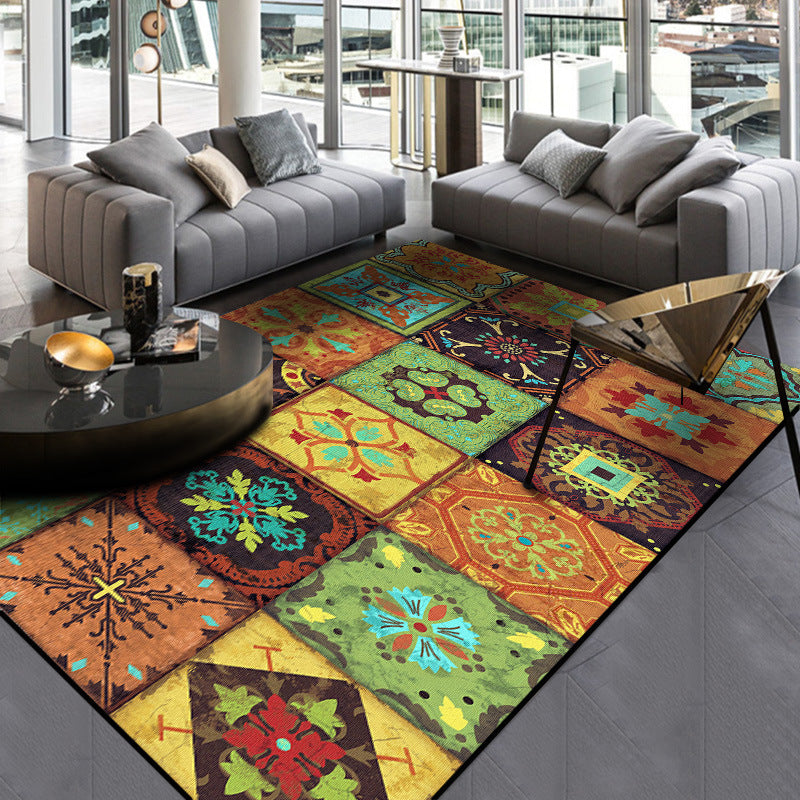 Multicolor Polyester Rectangular Rugs - HOUSYE