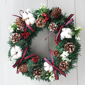 Simulation Pine White Cotton Christmas Wreath - HOUSYE