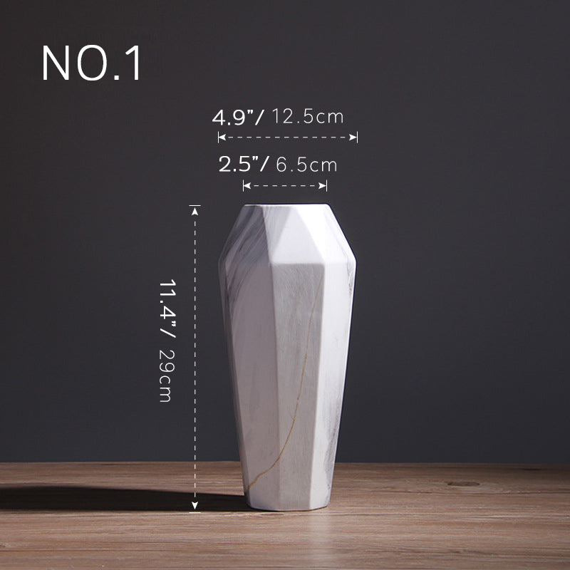 Imitation Marble Ceramic Table Vase - HOUSYE