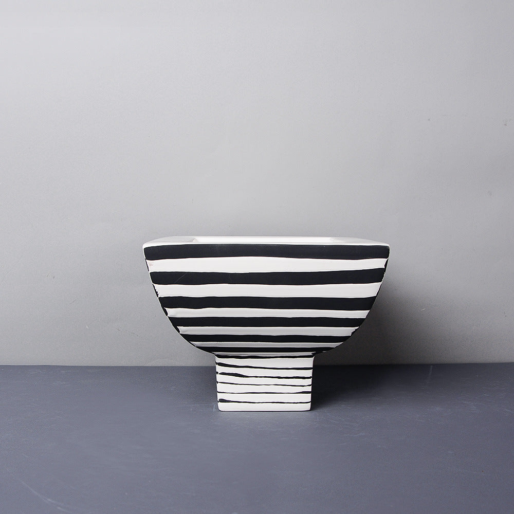 Ceramic Striped Vase - HOUSYE