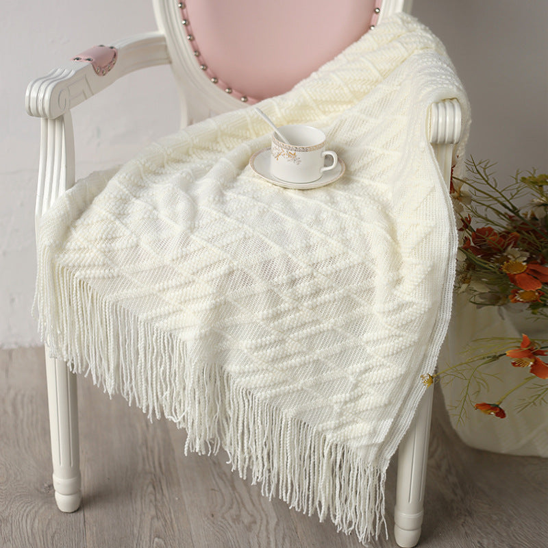 Fringe Lace Thin Rectangle Blanket - HOUSYE