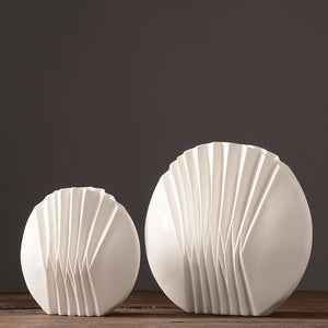 White Shell Ceramic Vase - HOUSYE