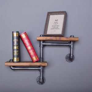 Wrought Iron Shelf Solid Wood Shelf - HOUSYE