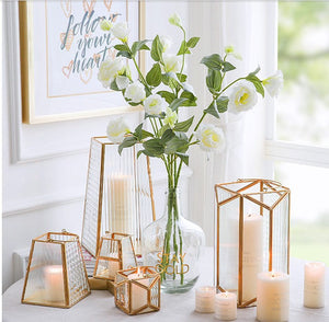 Geometric Golden Glass Candle Holder - HOUSYE