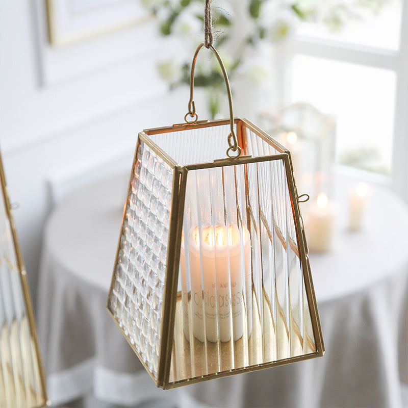 Geometric Golden Glass Candle Holder - HOUSYE