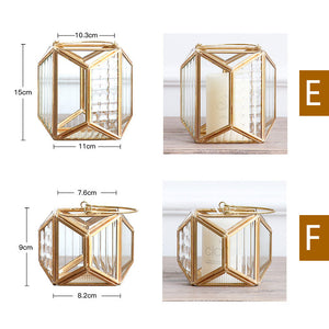 Geometric Golden Glass Candle Holder - HOUSYE